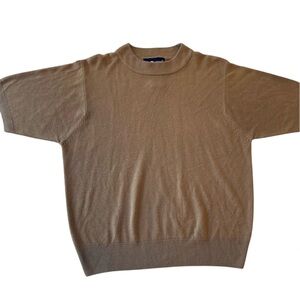 Women’s Light Brown Short Sleeved Sweater Fisherman Core, Office Wear Sz LG